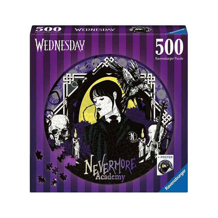 Wednesday Round Jigsaw Puzzle Nevermore Academy (500 pieces)