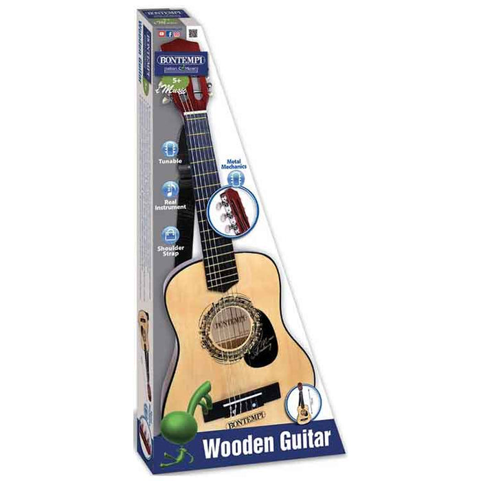 Bontempi Wooden Guitar 75 Cm With Shoulder Strap