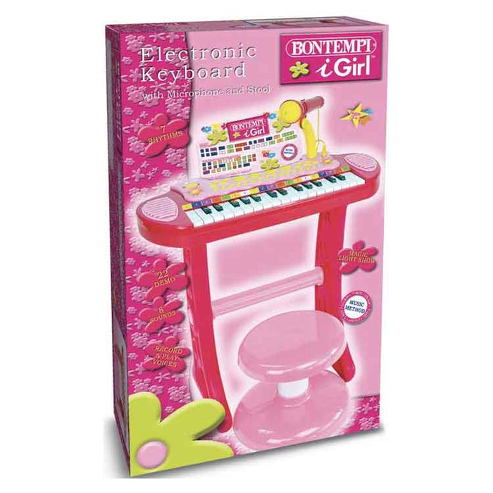 Bontempi Electronic Keyboard With Microphone and Stool